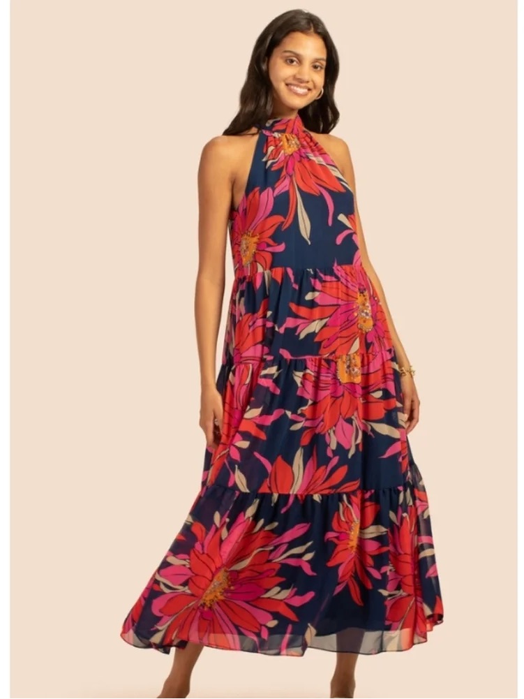 Trina Turk Sunglasses Floral Halter Dress M